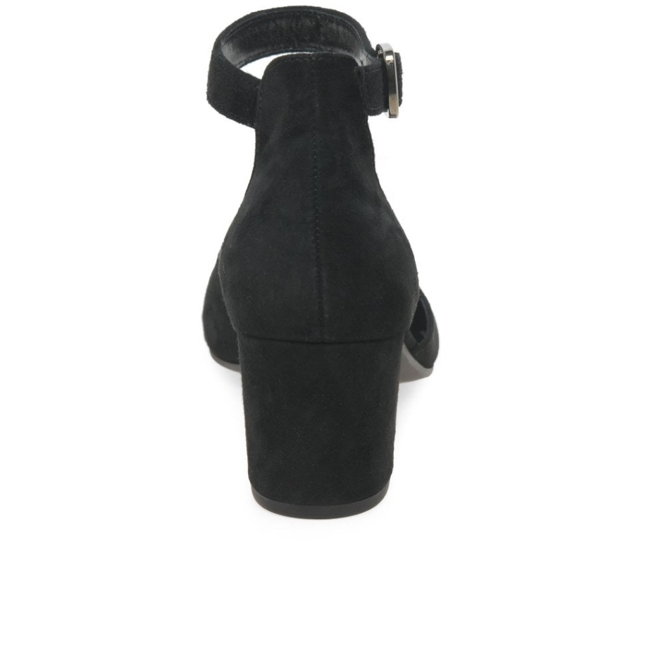Gabor Black Suede Gala Womens Open Court Shoes