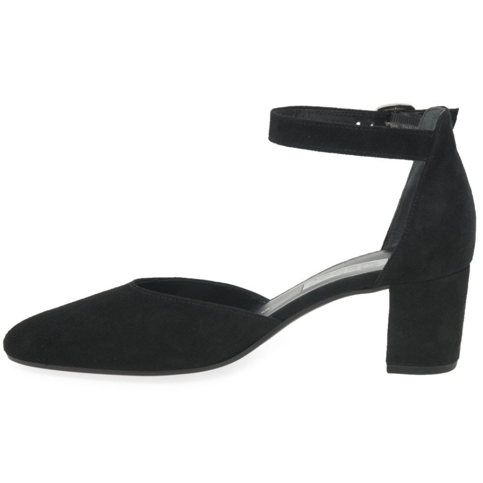 Gabor Black Suede Gala Womens Open Court Shoes