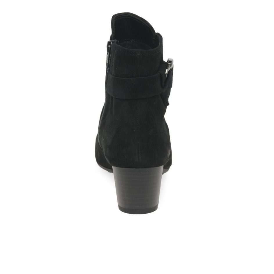 Gabor Black Suede Hemp Womens Ankle Boots