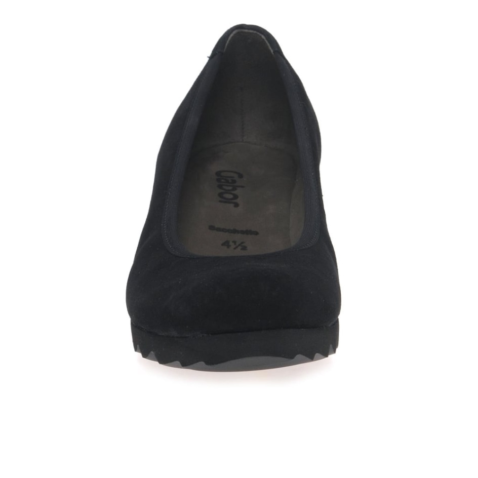 Gabor Black Suede Request Womens Modern Wedge Court Shoes