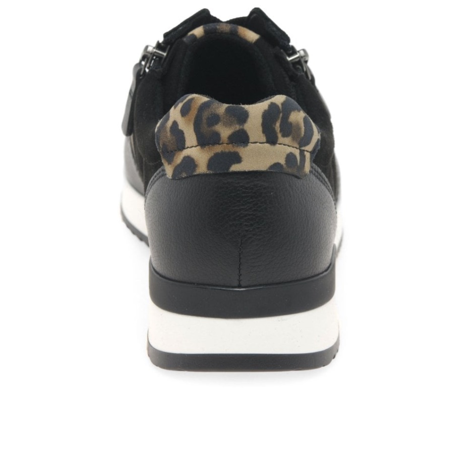 Gabor Black Suede/Leather/Leopard Lulea Womens Casual Trainers