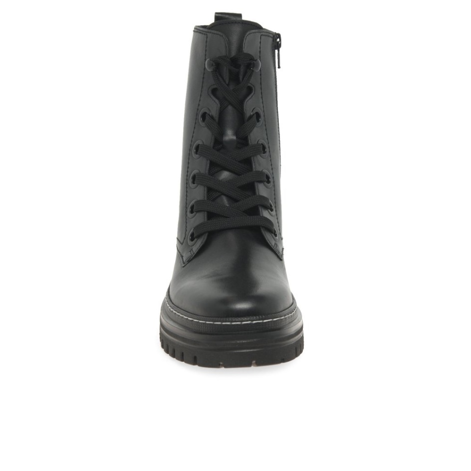 Gabor Black/White Stitch Genoa Womens Military Boots