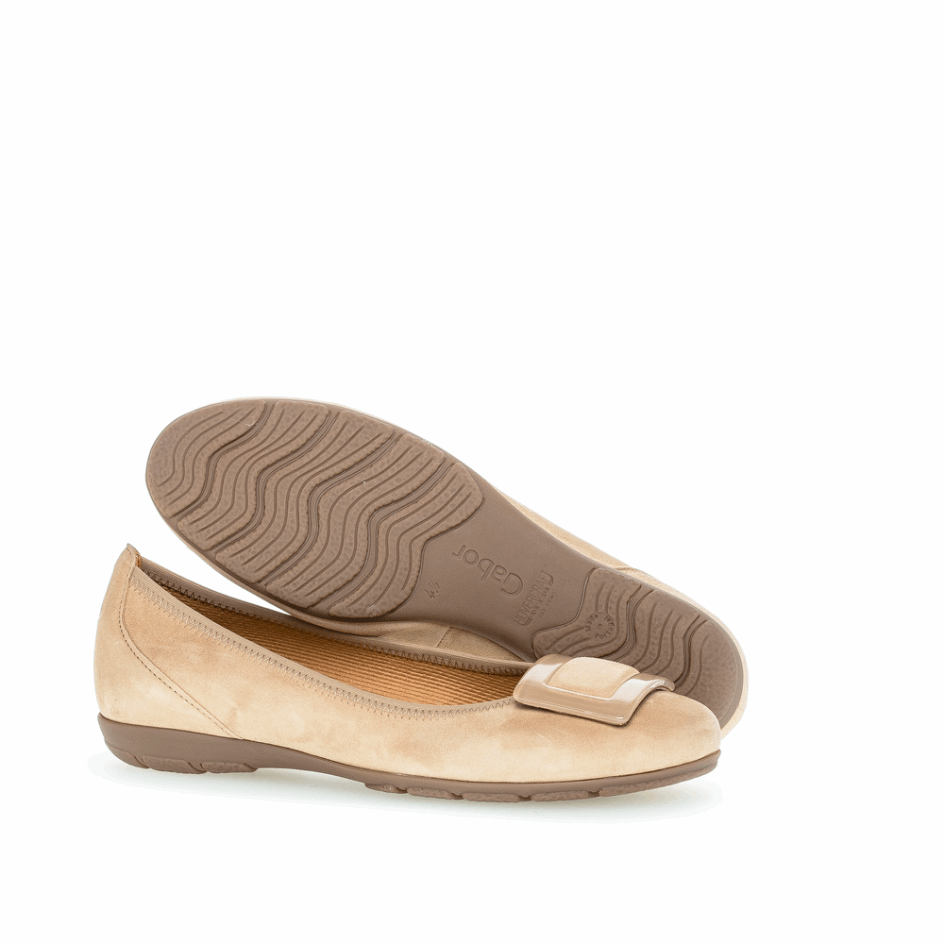 Gabor Caramel Buckle Ballet Flat