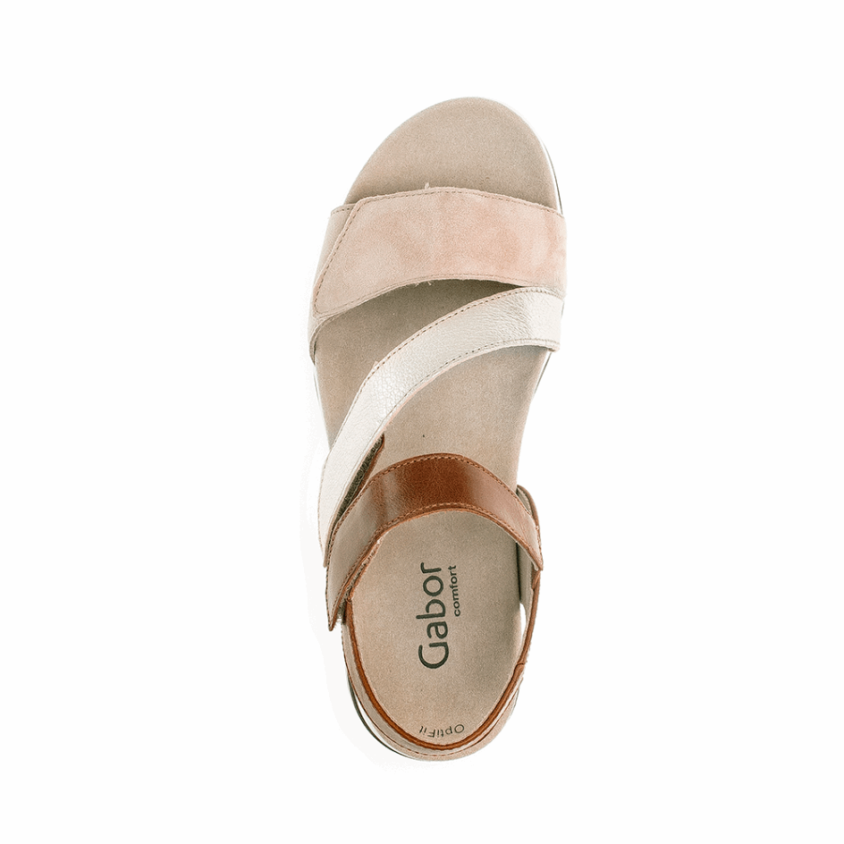 Gabor Caramel/Gold/Rosa Anklestrap Sandal