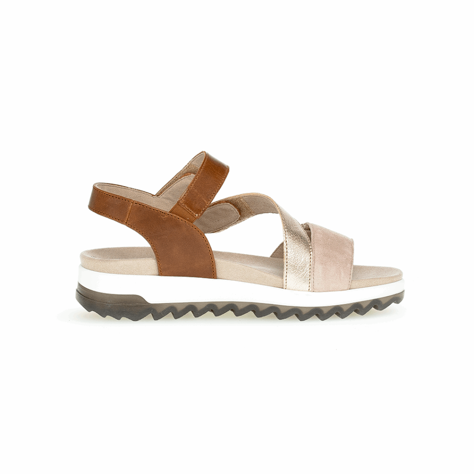 Gabor Caramel/Gold/Rosa Anklestrap Sandal