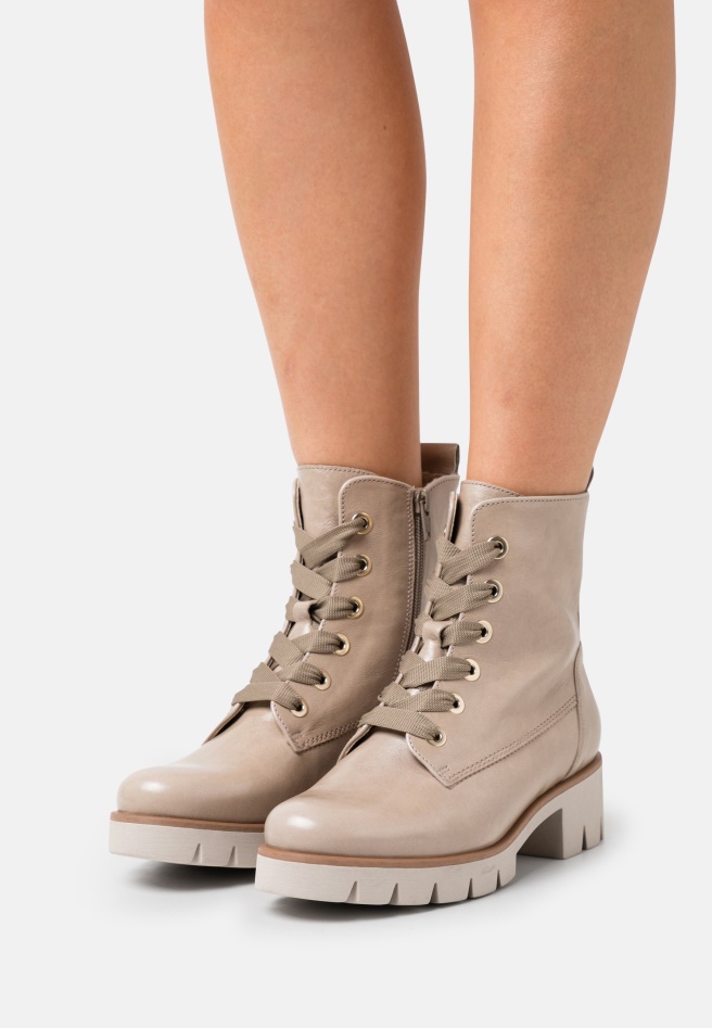 Gabor Lace-Up Ankle Boots Beige