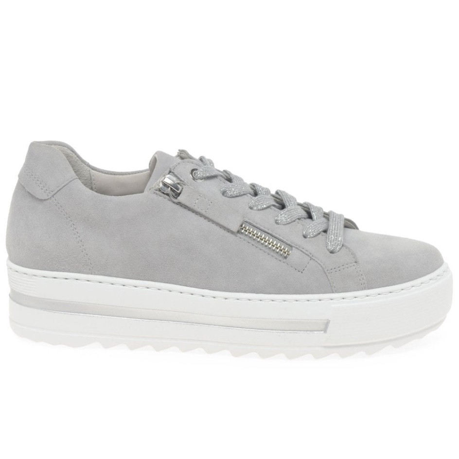 Gabor Light Grey Suede Heather Womens Casual Trainers