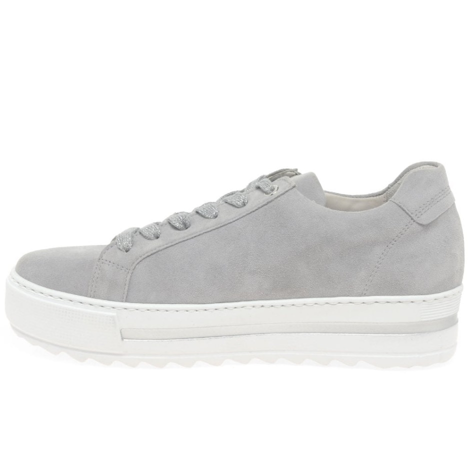 Gabor Light Grey Suede Heather Womens Casual Trainers