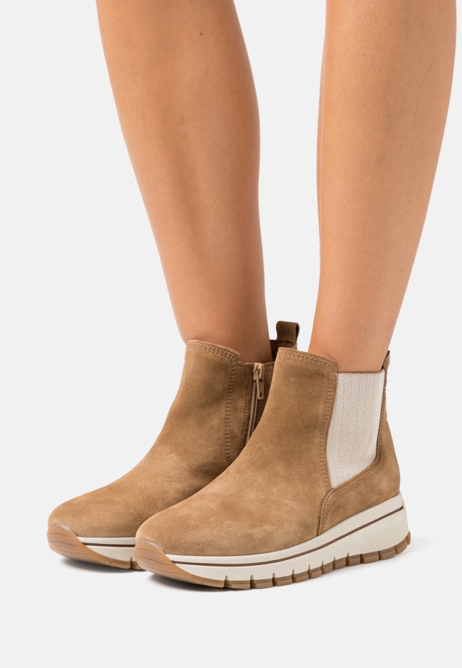 Gabor Platform Ankle Boots Camel