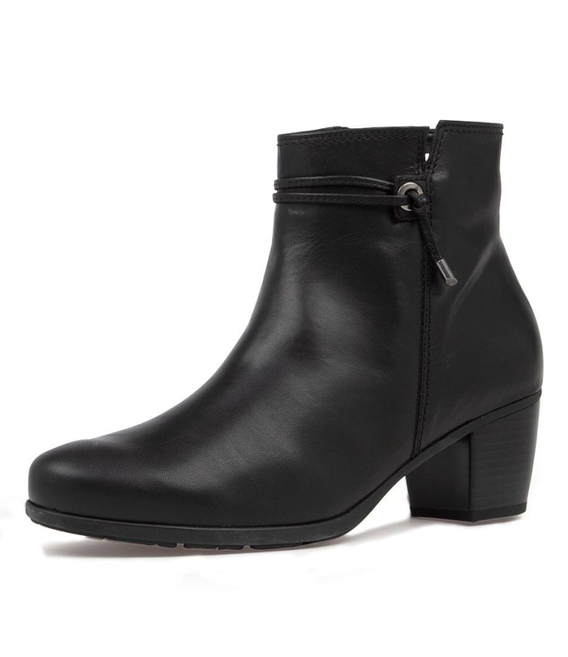 Gabor Rena Schwarz Leather Ankle Boots