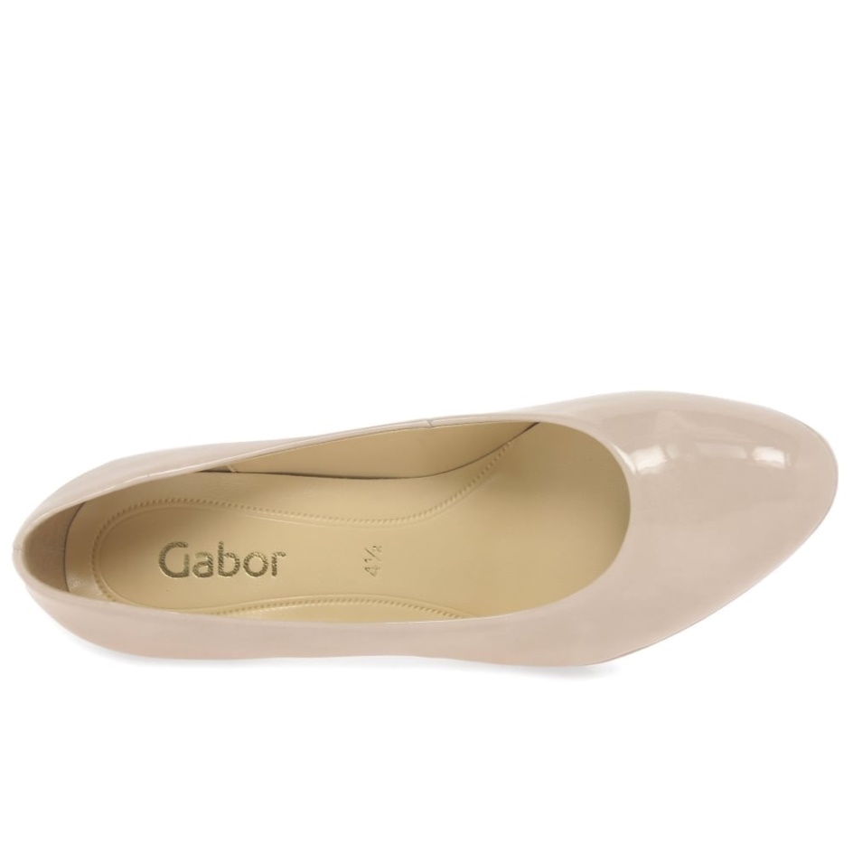 Gabor Sand Patent Splendid Womens High Heel Court Shoes