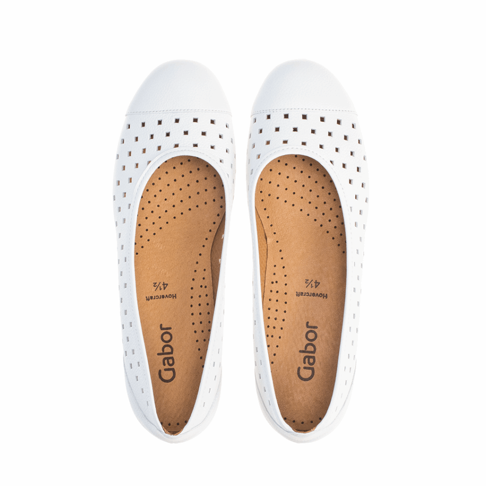 Gabor White Perf Balletflat
