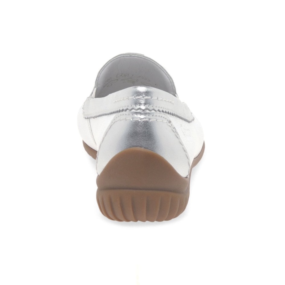 Gabor White/Silver California Sporty Womens Moccasins