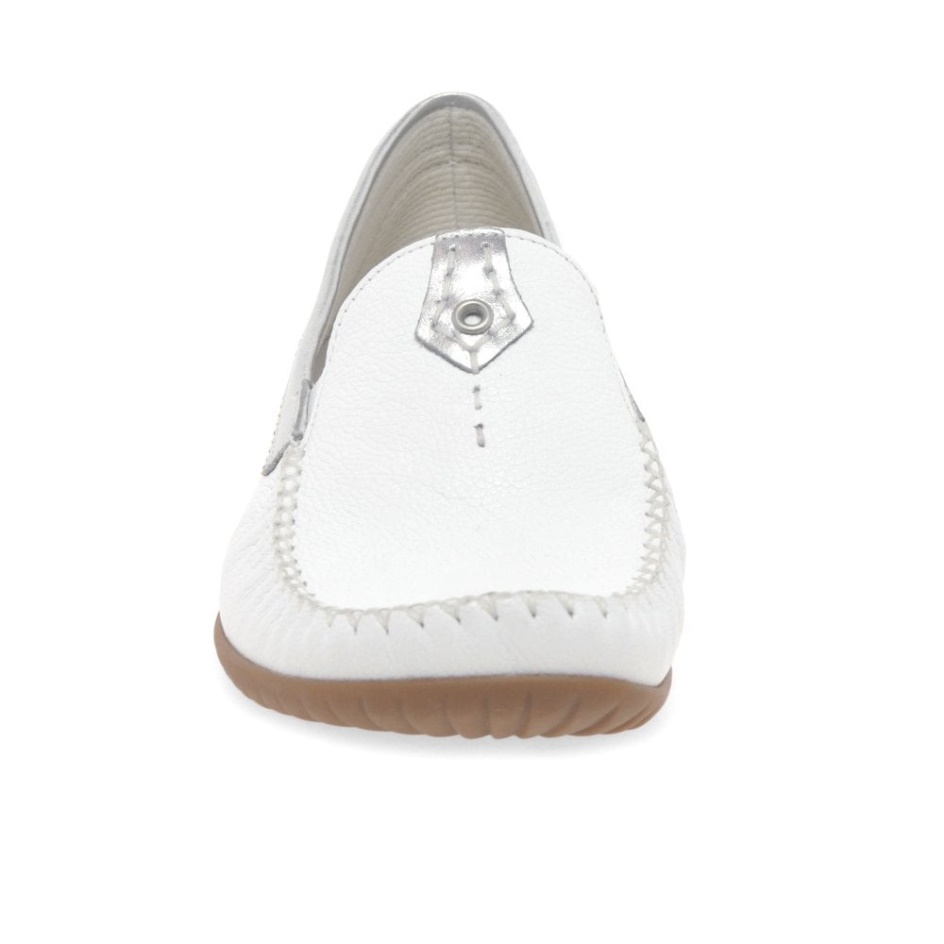 Gabor White/Silver California Sporty Womens Moccasins