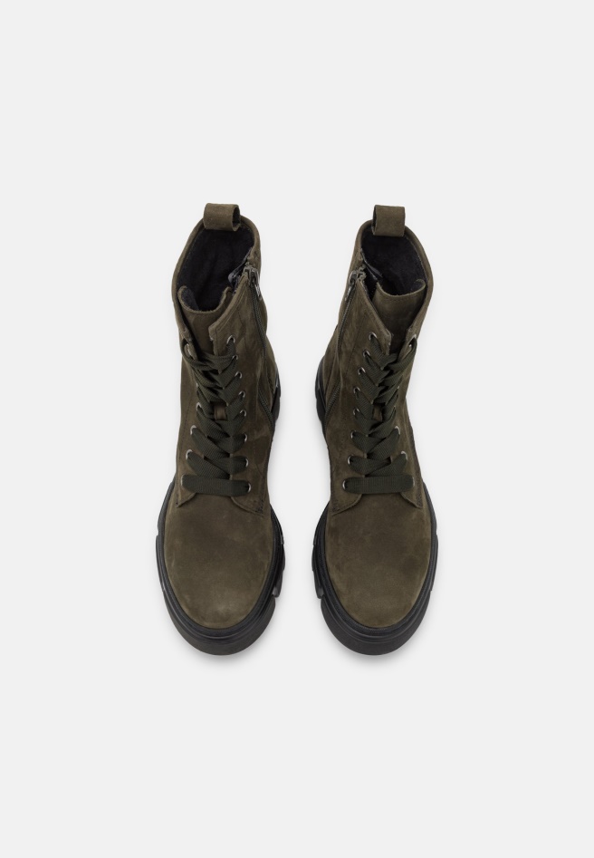 Green Army Lace-Up Ankle Boots Gabor