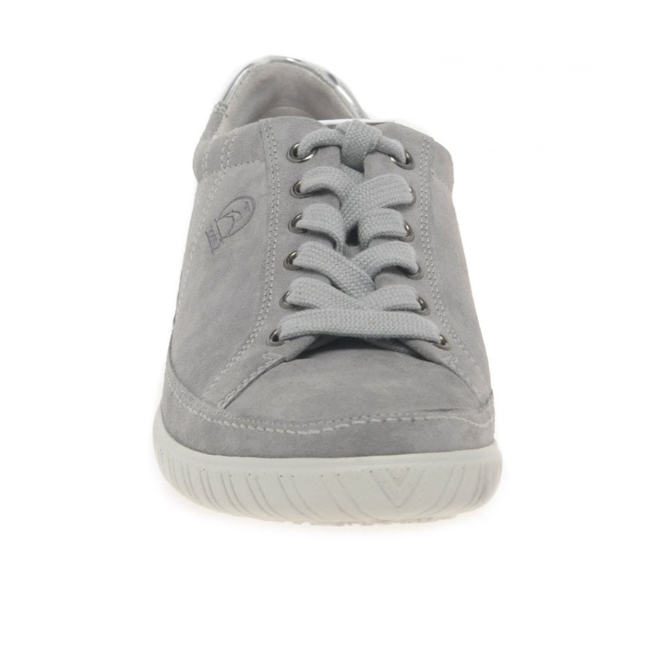 Grey Suede/Argento Gabor Amulet Womens Wide Fit Sneakers
