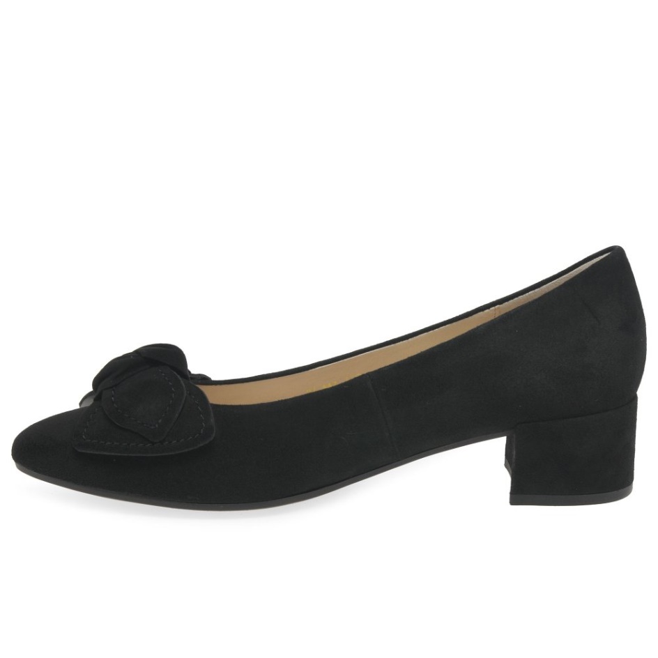 Hooty Ladies Court Shoes Gabor Black Suede
