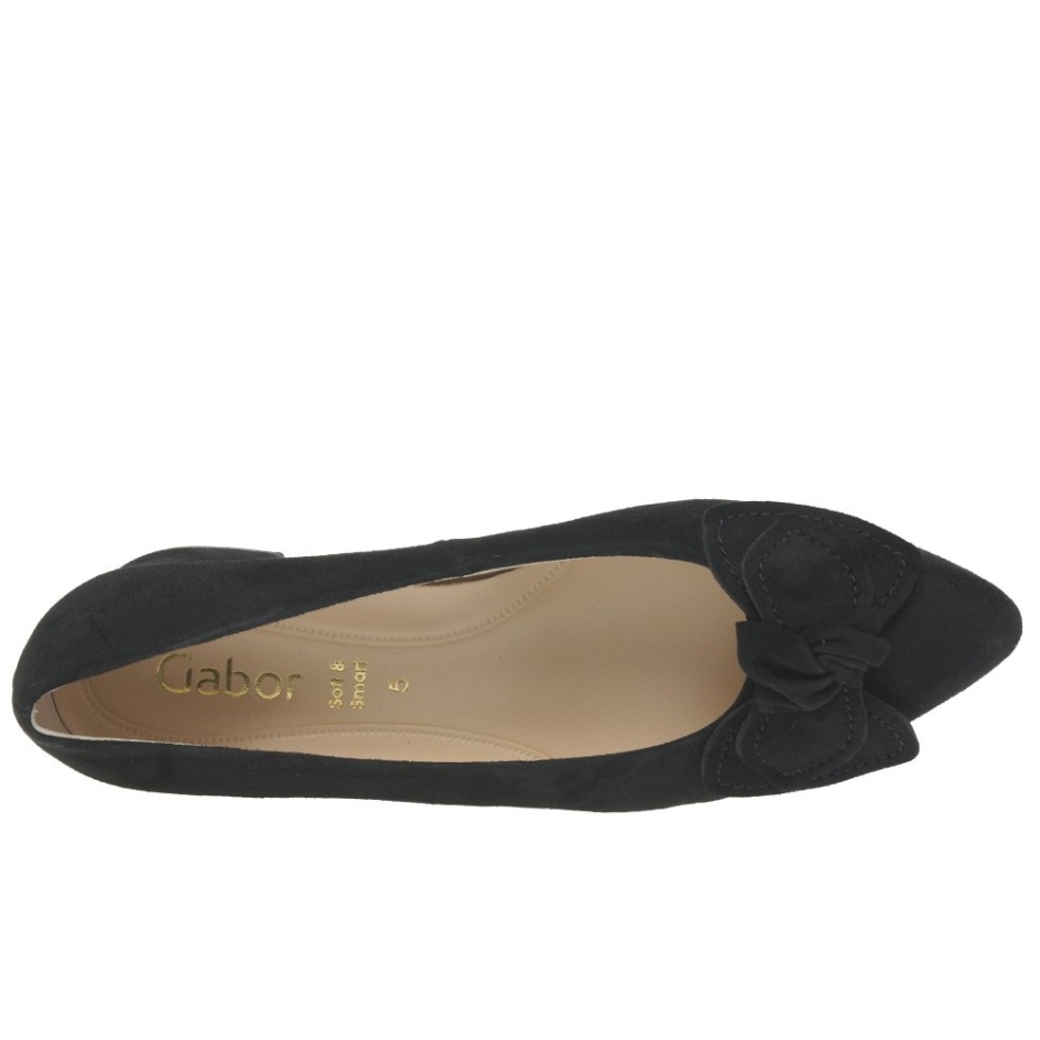 Hooty Ladies Court Shoes Gabor Black Suede