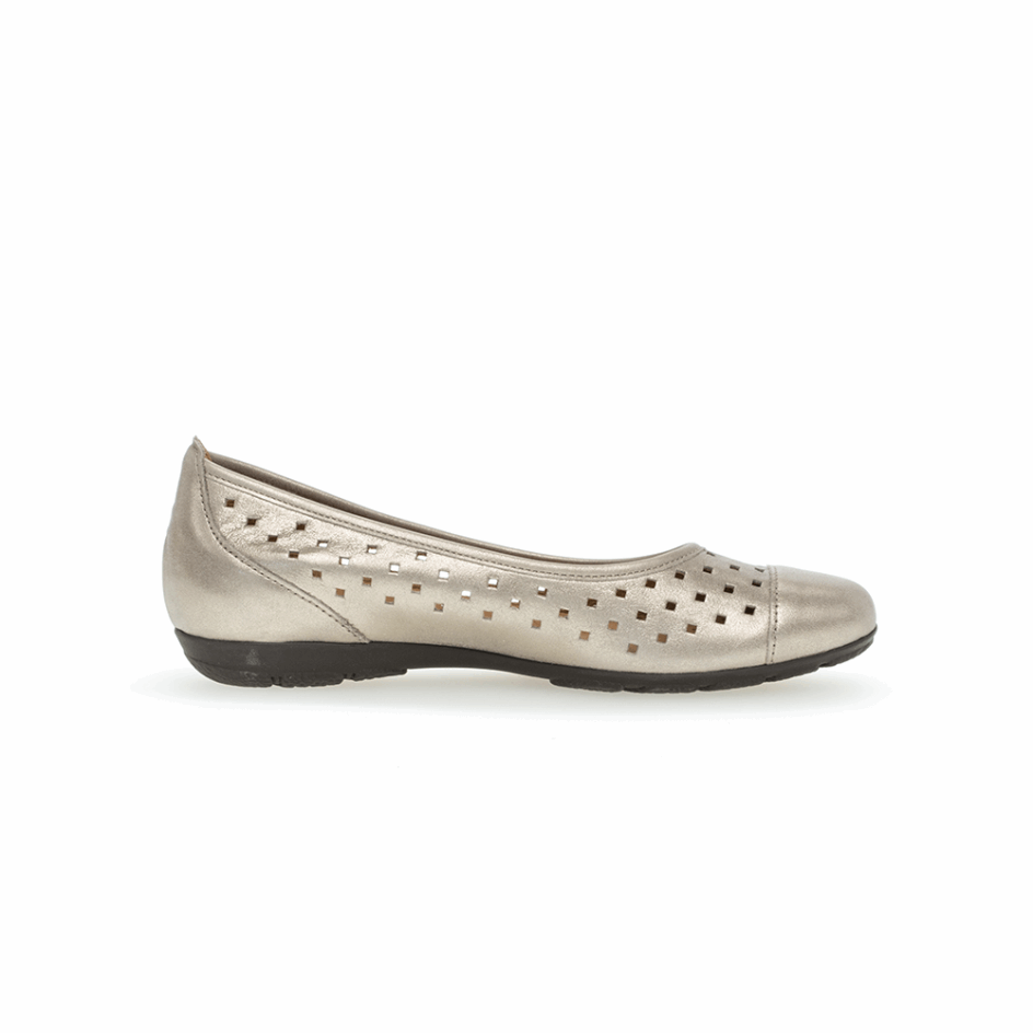 Metallic Gold Perf Balletflat Gabor