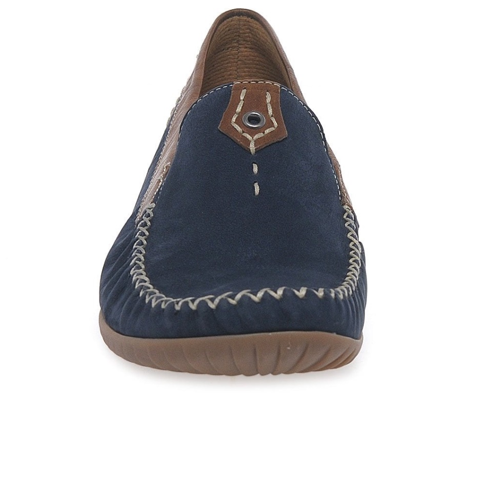 Navy Nubuck/Tan Gabor California Sporty Womens Moccasins