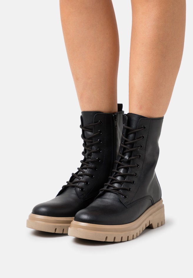 Panna/Dark Nude Gabor Lace-Up Ankle Boots