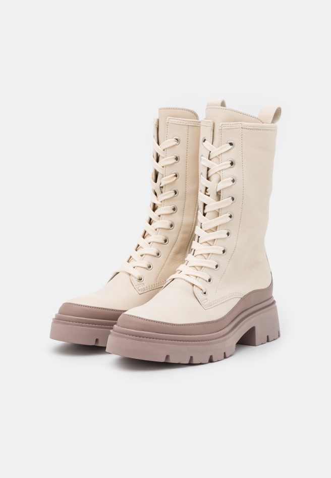 Panna/Dark Nude Gabor Lace-Up Ankle Boots