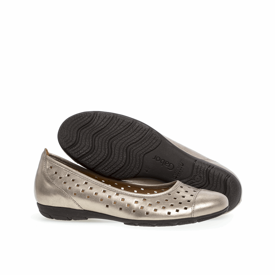 Perf Balletflat Gabor Metallic Gold