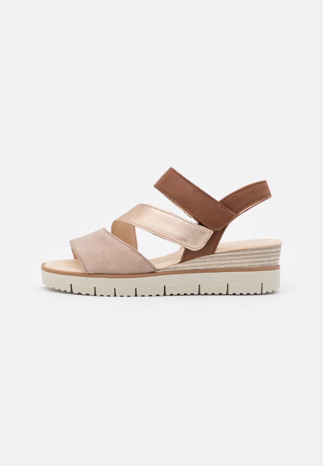 Rabbit/Silk/Peanut Gabor Platform Sandals