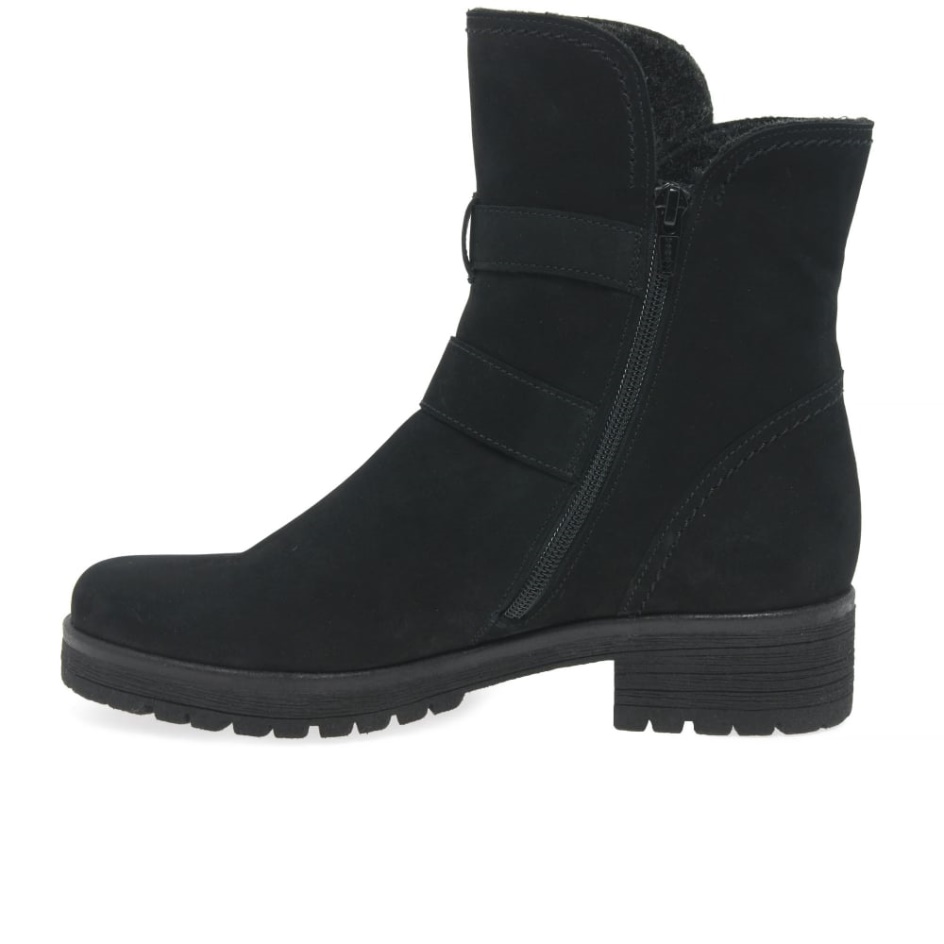 Shiraz Womens Buckle Detail Biker Boots Gabor Black Oil Nubuck