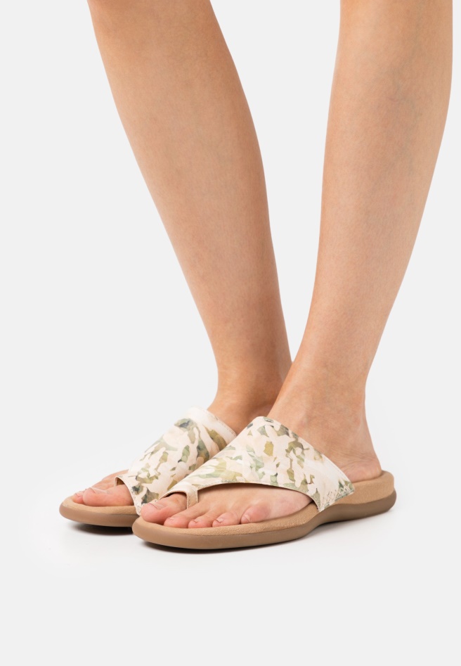 White Gabor T-Bar Sandals