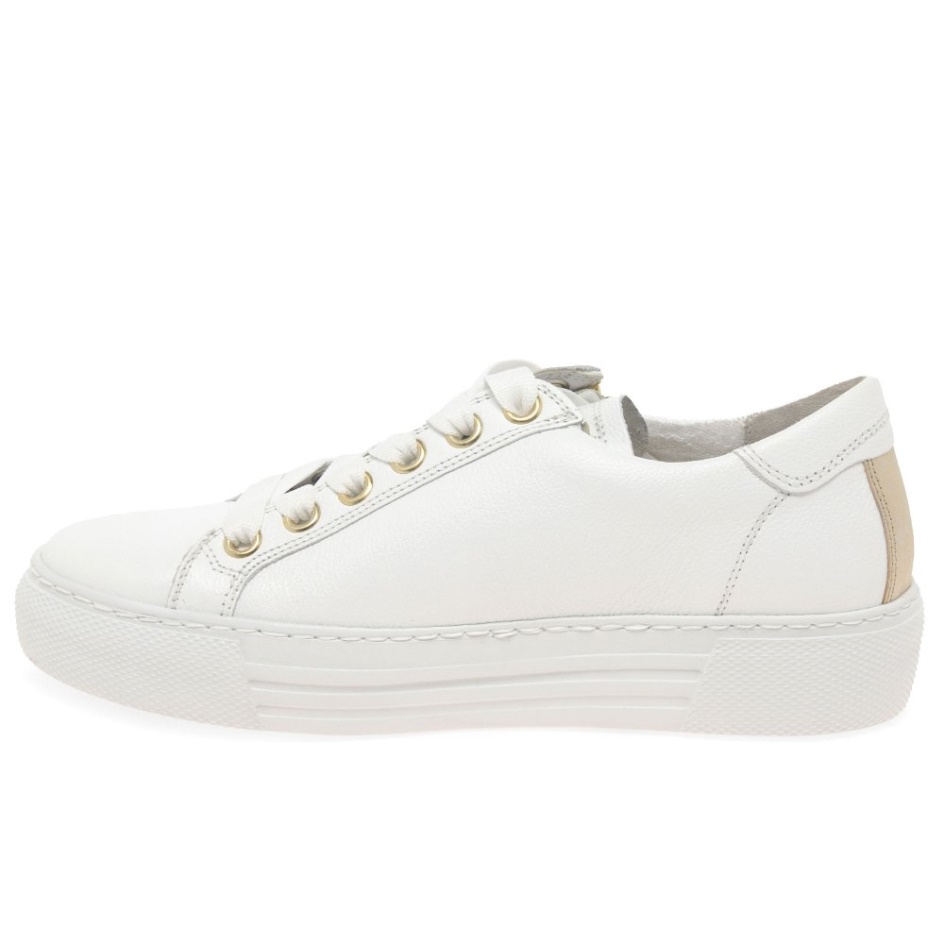 White/Platino Gabor Campus Womens Trainers