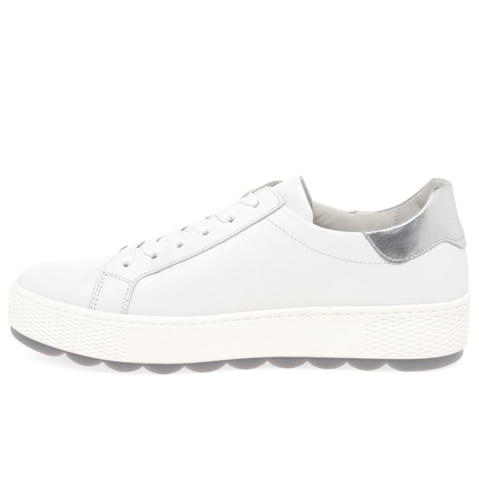 White/Silver Gabor Quench Womens Casual Trainers