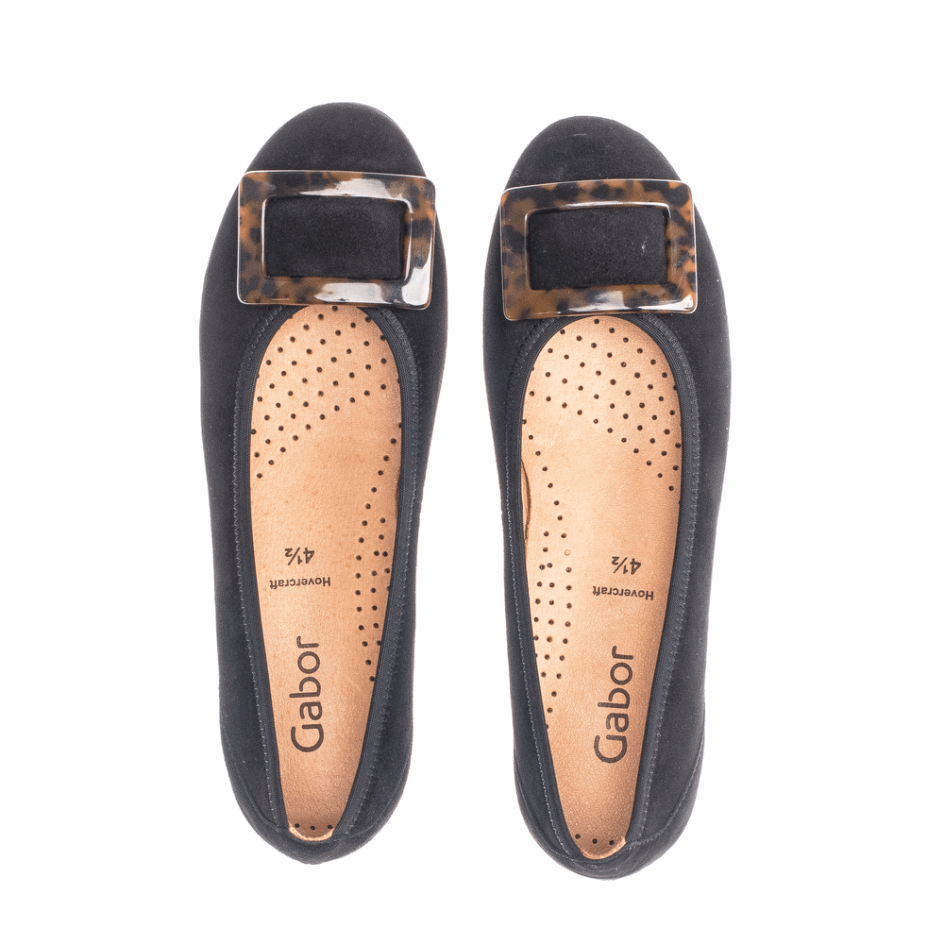 Black Gabor Buckle Ballet Flat