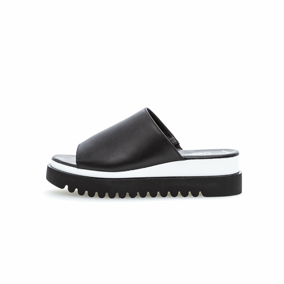 Gabor Black Platform Slipon Sandal