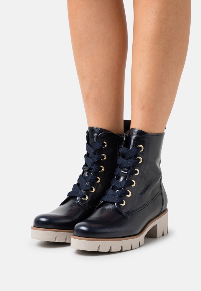 Dark Blue Lace-Up Ankle Boots Gabor