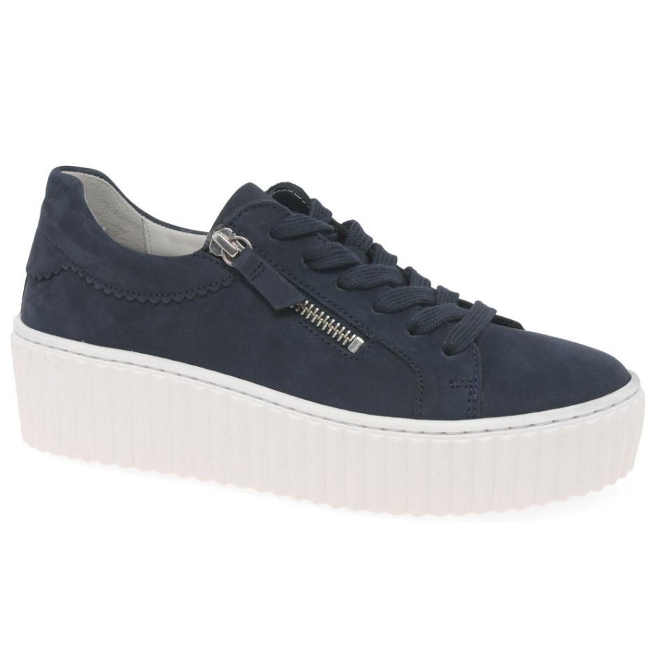 Blue Nubuck Gabor Dolly Ladies Trainers