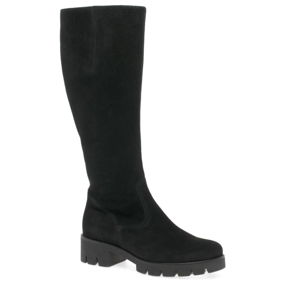 Bram( M) Womens Long Boots Black Nubuck Gabor