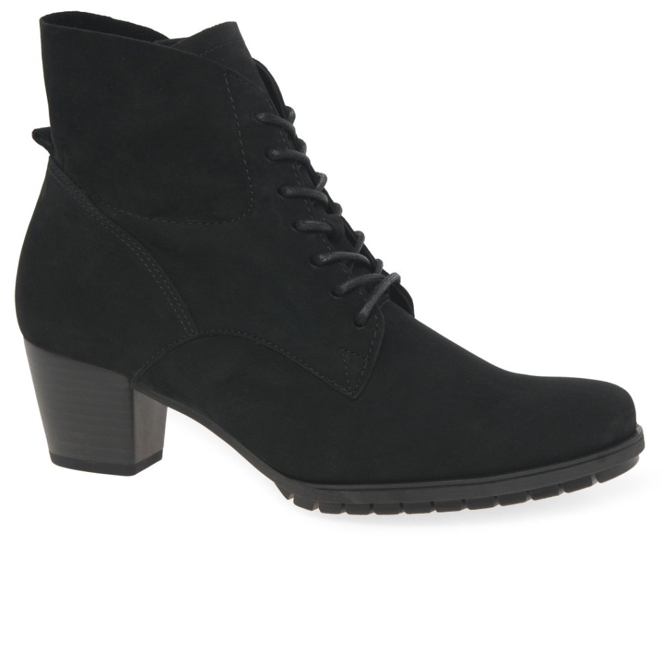 Gabor Black Nubuck Optimum Ladies Ankle Boots